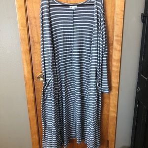 LuLaRoe Gray White Striped Sarah Sweater Cardigan